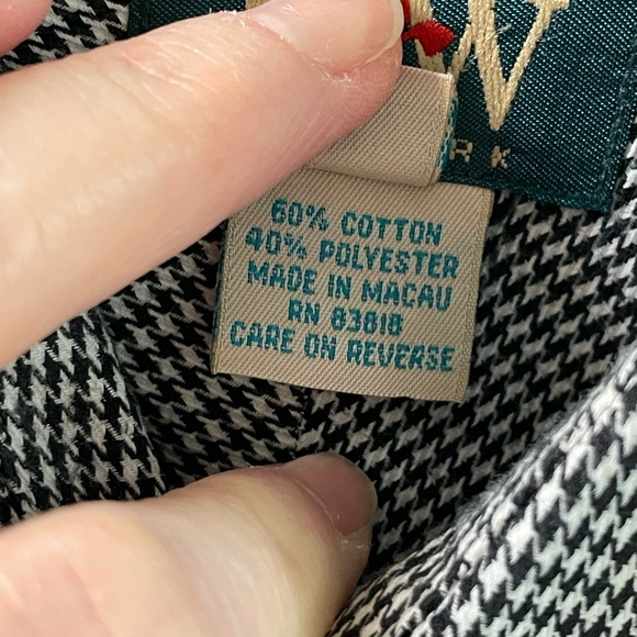 Mens HW New York houndstooth Shirt heavier weight cotton black white size 17 LG - Picture 8 of 11